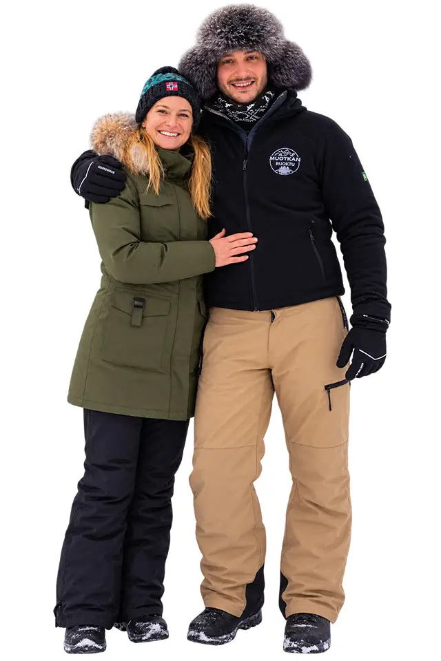 Kevin and Kinga smiling together in winter outerwear